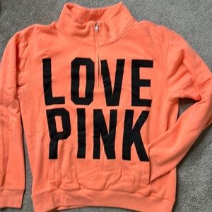 1/4 zip PINK sweatshirt with pockets